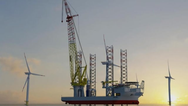 Rekordschiff soll grössten Windpark auf dem Meer bauen