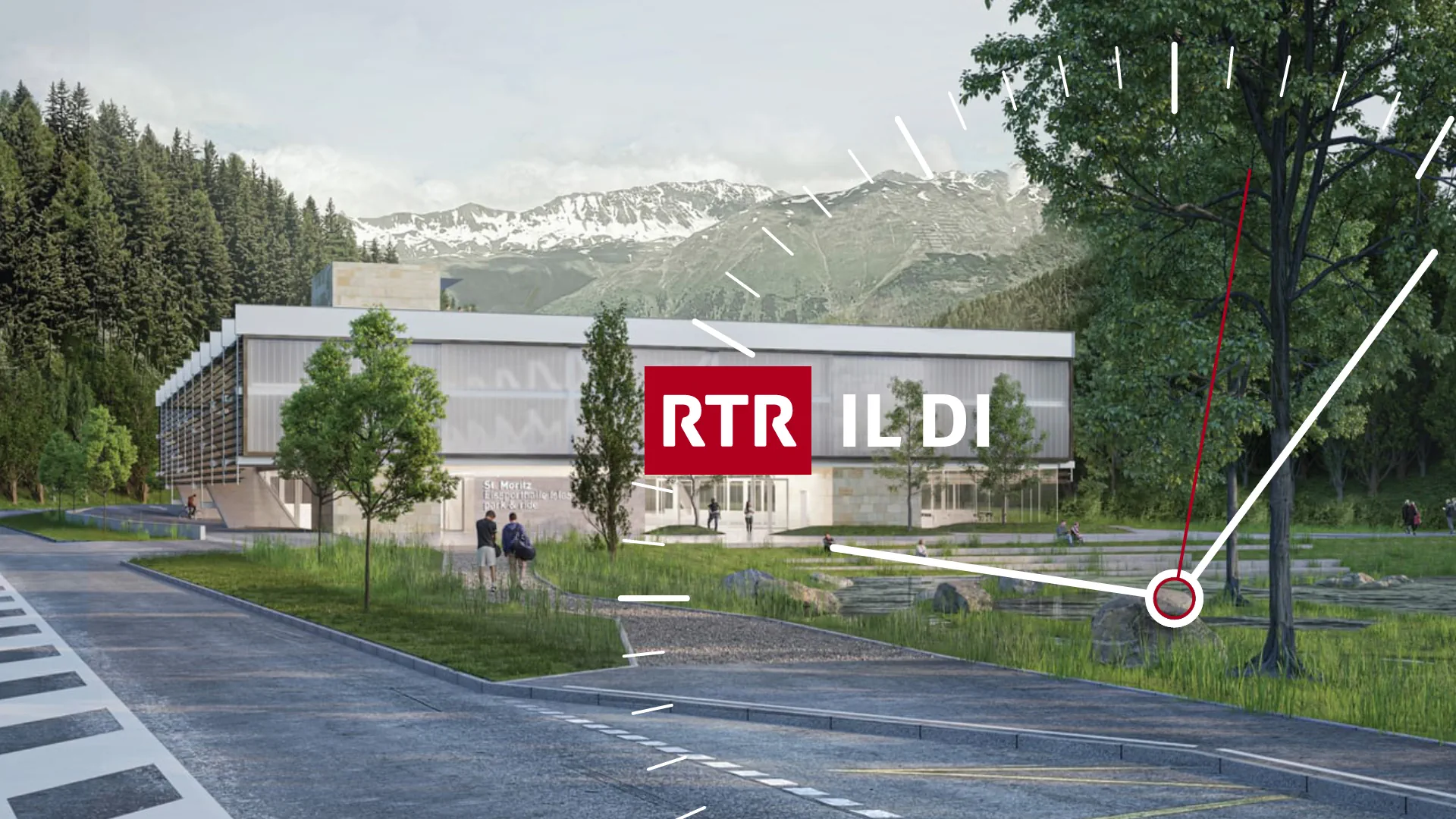 Visualisierung neue Eishalle St. Moritz mit Logo von RTR Il di