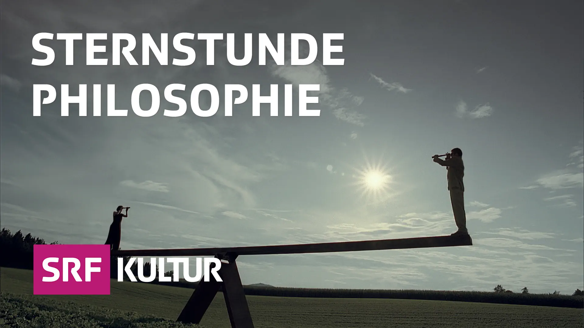 Logo der Sternstunde Philosophie mit einer Frau auf einer Schaukel