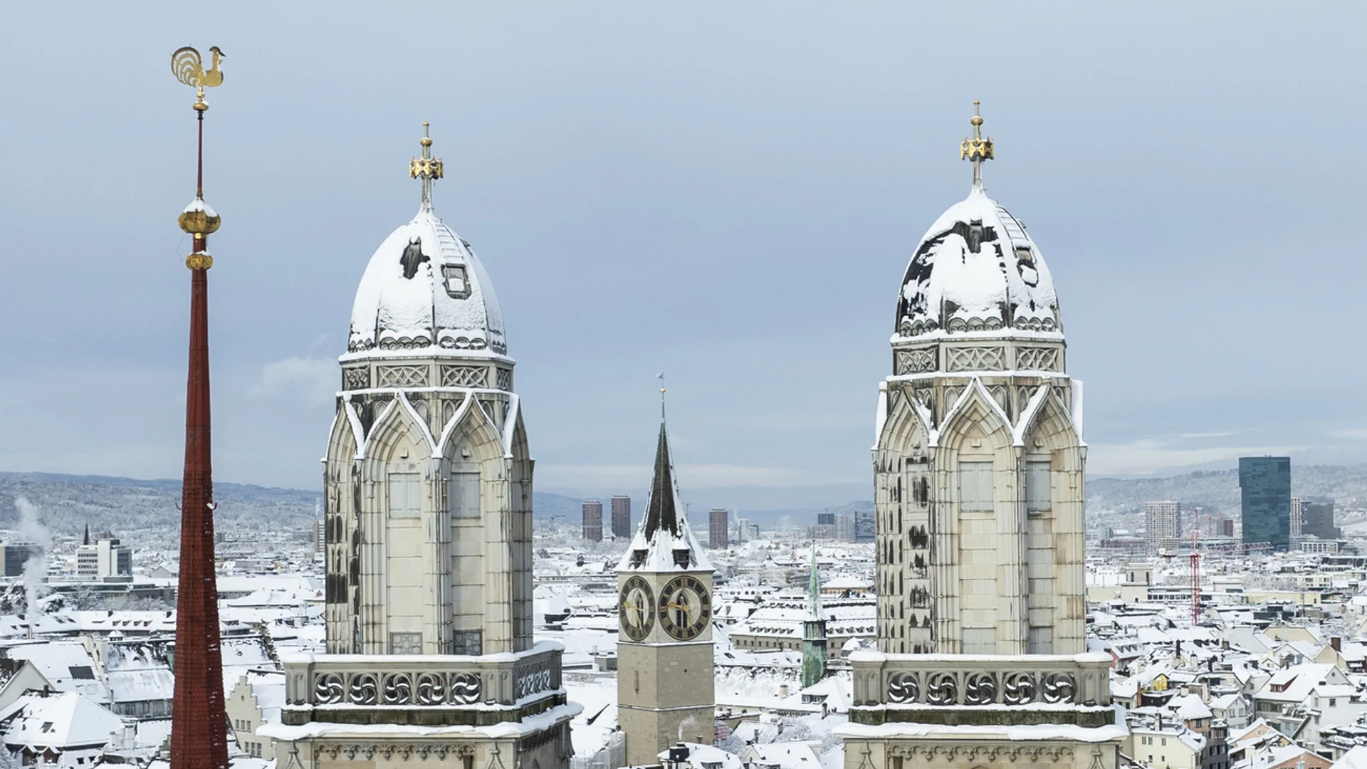 Die Stadt Zürich im Winterkleid